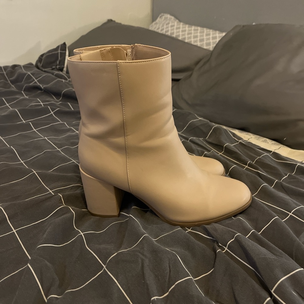 A New Day Tan Heeled Boots Modern Minimalist Design